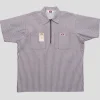 Ben Davis Striped 1/2 Zip Short-Sleeve Shirt - Brown