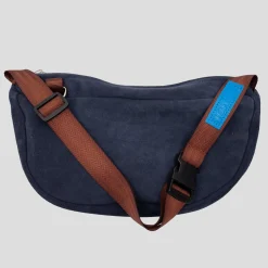 Bichon Pockets Everyday Suede Crossbody Slouch Bag - Navy
