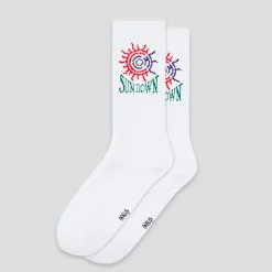Come Sundown Fever Socks - White
