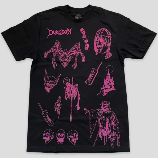 Dungeon Tales of Mystery Tee - Black / Neon Pink