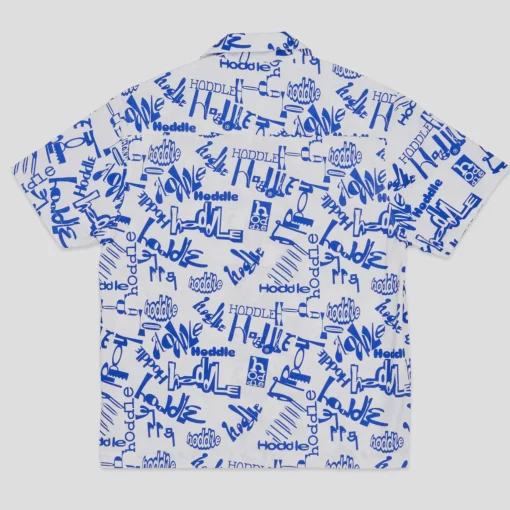 HODDLE "SCATTERED LOGO" CAMP SHIRT WHITE/BLUE
