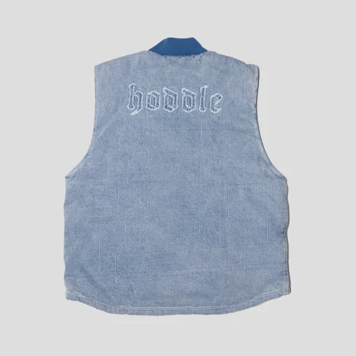Hoddle Zip Up Carpenter Vest - Blue Denim Wash