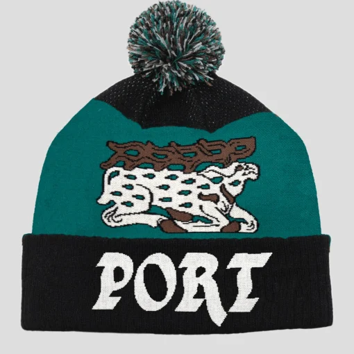 Pass~Port Antler Pom Beanie - Black / Teal