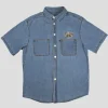PASS~PORT "COMMUNAL RINGS" DENIM S/S SHIRT WASHED LIGHT DENIM