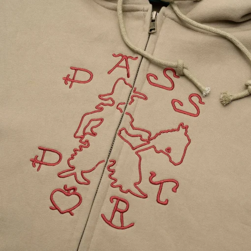 Pass~Port Cowpoke Organic Fleece Zip Hoodie - Khaki