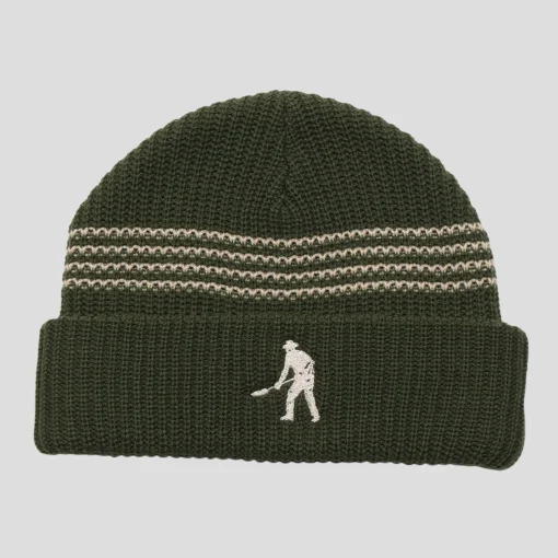 Pass~Port Digger Striped Knit Beanie - Olive / Cream