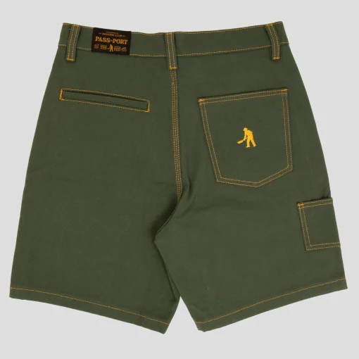 PASS~PORT "DIGGERS CLUB" SHORTS OLIVE - CONTRAST STITCH