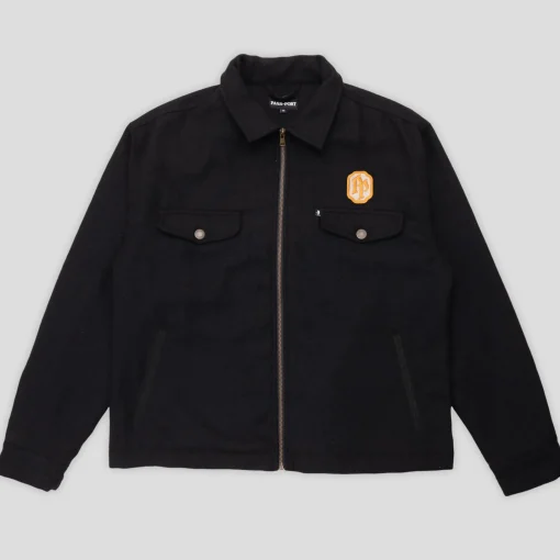 Pass~Port Emblematic Wool Zip Jacket - Black