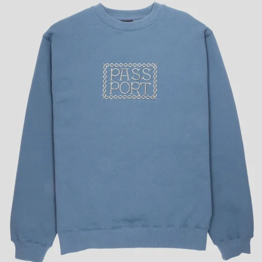 Pass~Port Invasive Embroidered Sweater - Washed Out Blue