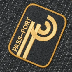 Pass~Port Long Con Striped Denim Packers Jacket - Black