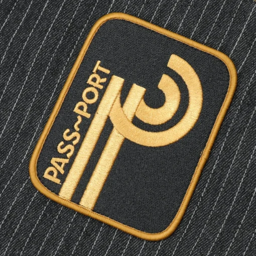 Pass~Port Long Con Striped Denim Packers Jacket - Black