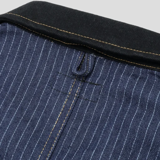 Pass~Port Long Con Striped Denim Packers Jacket - Dark Indigo