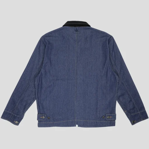 Pass~Port Long Con Striped Denim Packers Jacket - Dark Indigo