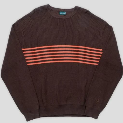 Pass~Port Organic Cotton Stripe Knit Sweater - Choc / Orange