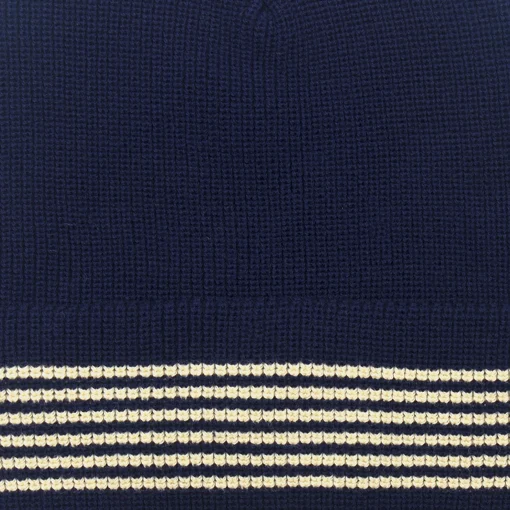 Pass~Port Organic Cotton Stripe Knit Beanie - Navy / Cream