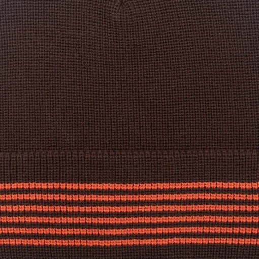 Pass~Port Organic Cotton Stripe Knit Beanie - Chocolate / Orange