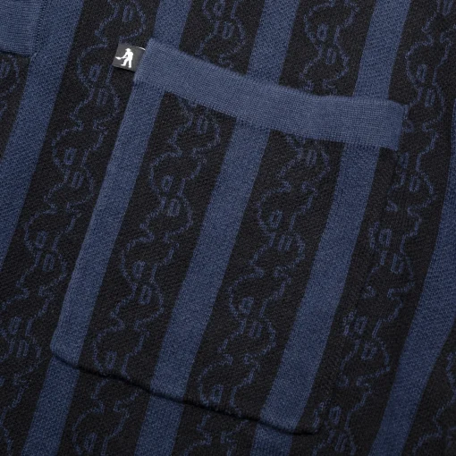Pass~Port Pattoned Knit Polo Long Sleeve - Navy