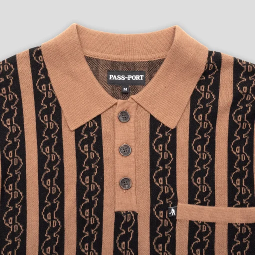 Pass~Port Pattoned Knit Polo - Caramel