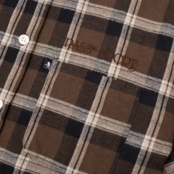 Pass~Port Stem Workers Check Shirt Short-Sleeve - Brown