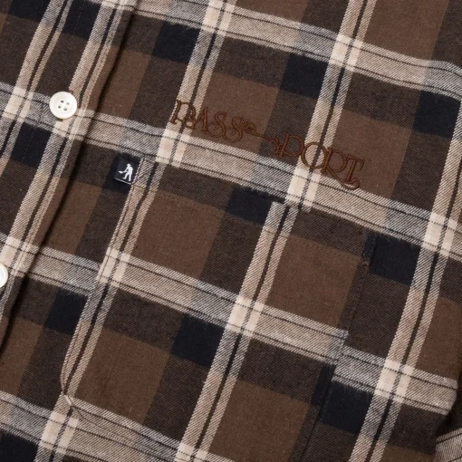 Pass~Port Stem Workers Check Shirt Short-Sleeve - Brown