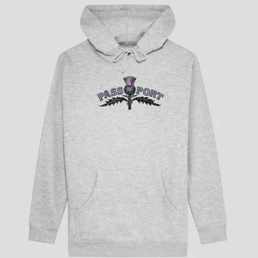 Pass~Port Thistle Embroidery Hoodie - Grey Heather