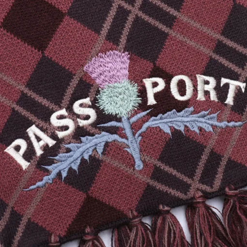 Pass~Port Thistle Scarf - Red Tartan