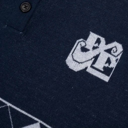 Pass~Port Tilde Stamp Knit Polo - Navy