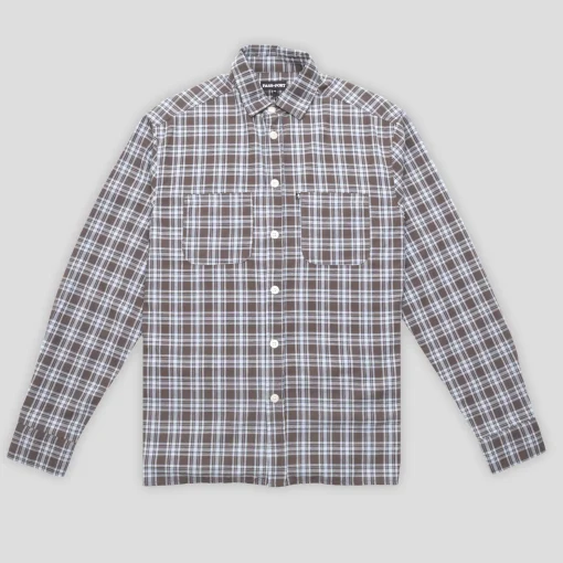 Pass~Port Workers Check Shirt Long-Sleeve - Chocolate / Blue
