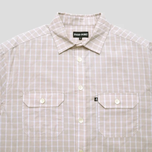 Pass~Port Workers Check Shirt Long Sleeve - Cream