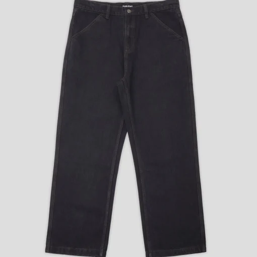 Pass~Port Workers Club Denim Jean - Washed Black / Brown Stitch