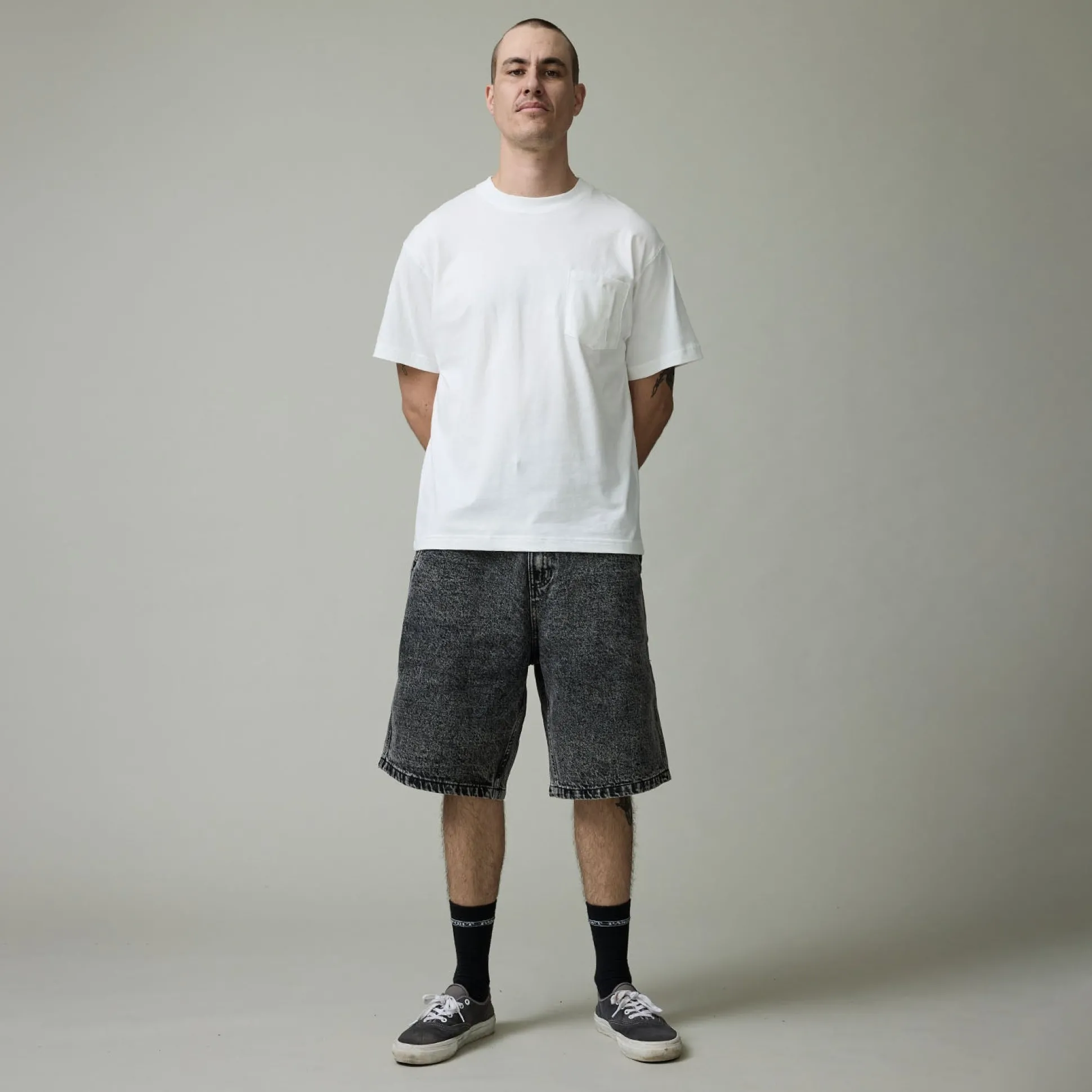 Pass~Port Workers Club Denim Short - Grey Over-Dye