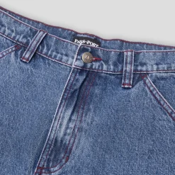 Pass~Port Workers Club Denim Jean - Washed Dark Indigo / Maroon Stitch
