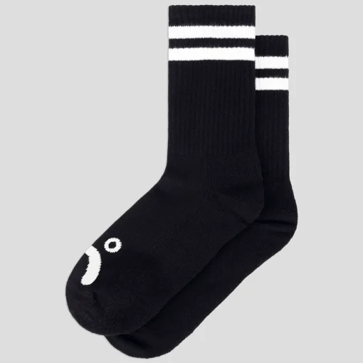 Polar Skate Co. Rib Happy Sad Socks - Black