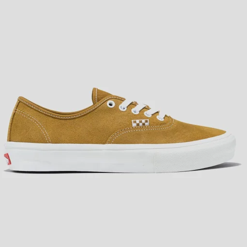 Vans Skate Authentic Shoe - Leather Golden Brown / White